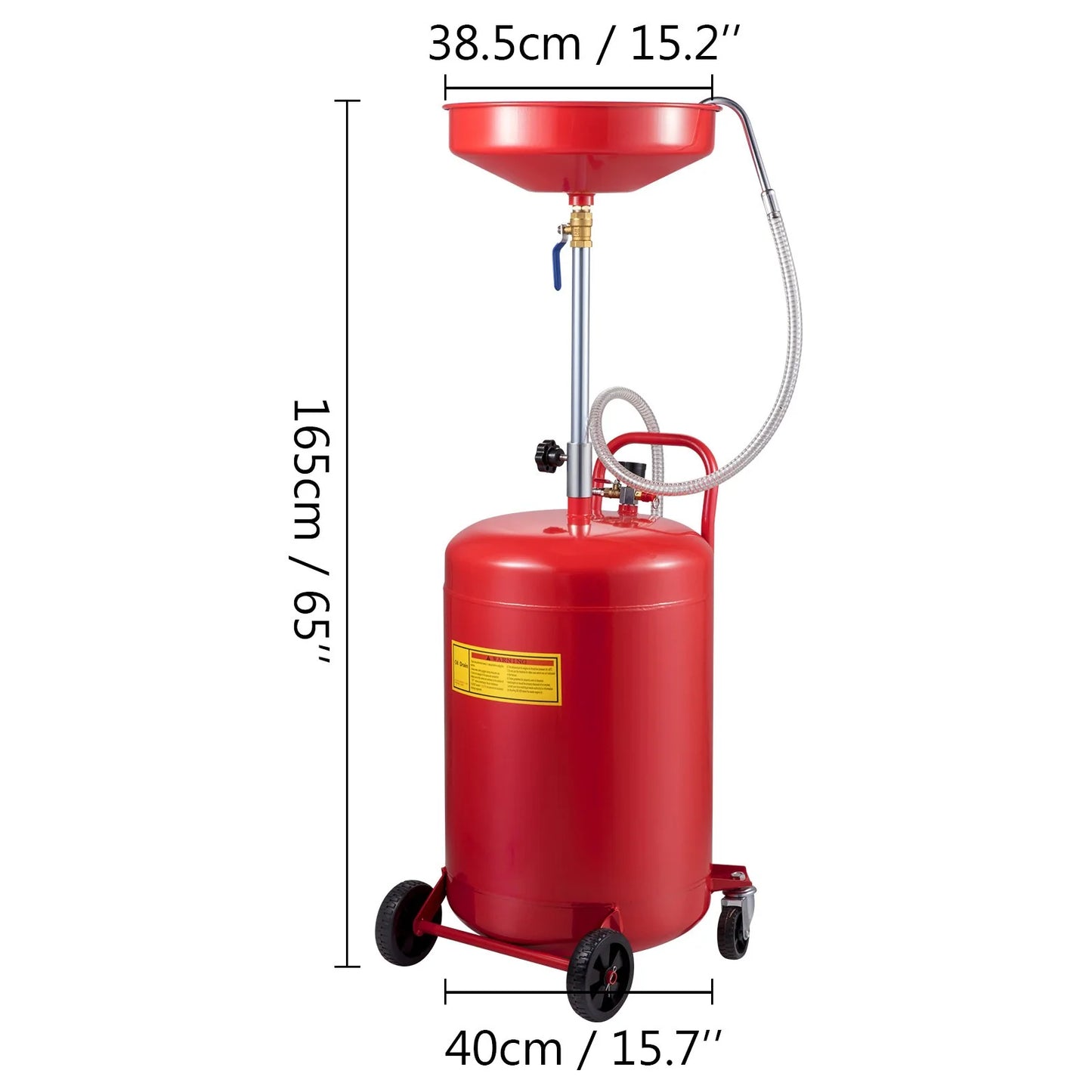 VEVOR Waste Oil Drain Tank 20 Gallon Portable Oil Drain Air Operated Drainer Oil Change, Oil Drain Container, Fluid Fuel Transfer Drainage Adjustable Funnel Height, with Wheel for Easy Oil Removal
