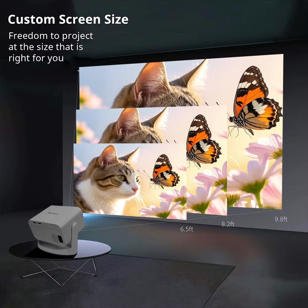 4K 650ANSI HT23 Native Portable Projector 1080P Auto Focus Keystone Correction BT5.2 Android 11 WIFI6 360° Home Cinema