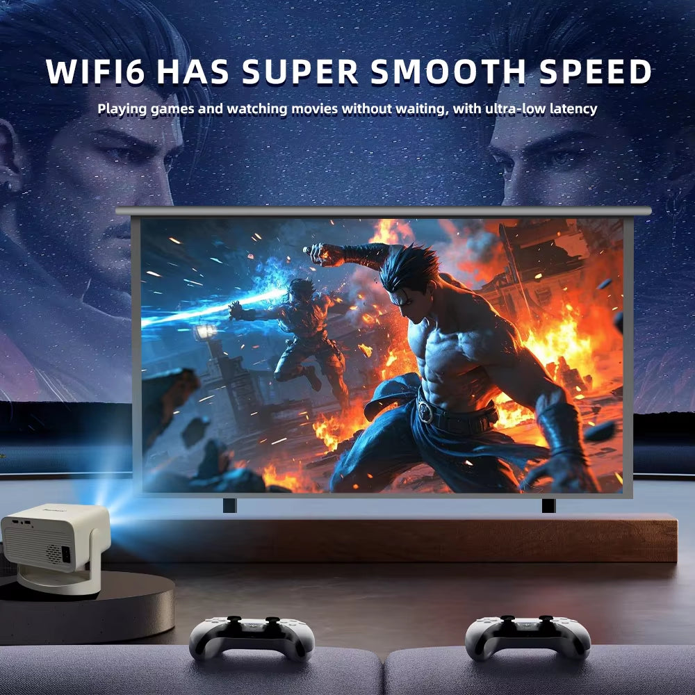 4K 650ANSI HT23 Native Portable Projector 1080P Auto Focus Keystone Correction BT5.2 Android 11 WIFI6 360° Home Cinema