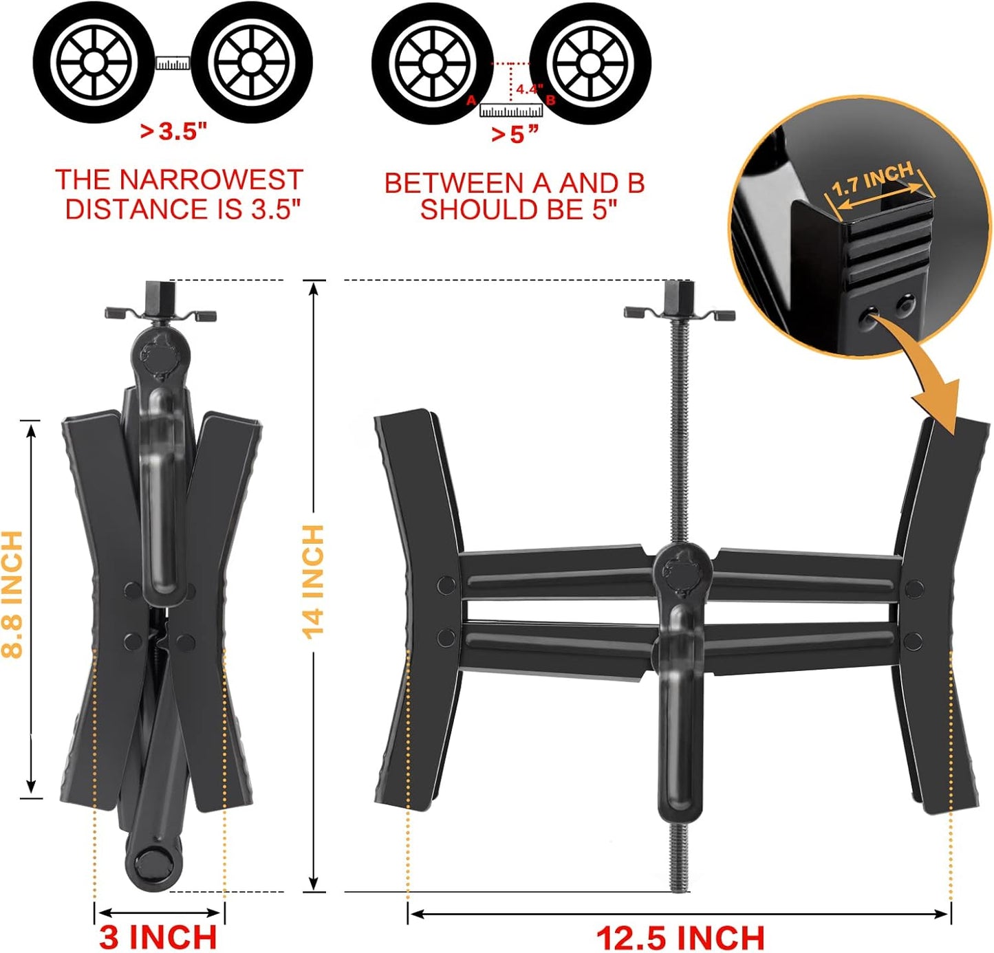 Camper Wheel Chock Stabilizer 2 Sets, Double Speed Heavy Duty Truck RV Tire Scissor Locking X Chock, Camper Accessories for Travel Trailers Tire Chalks, anti Rust Coating, Fit for 3.5” to 12”