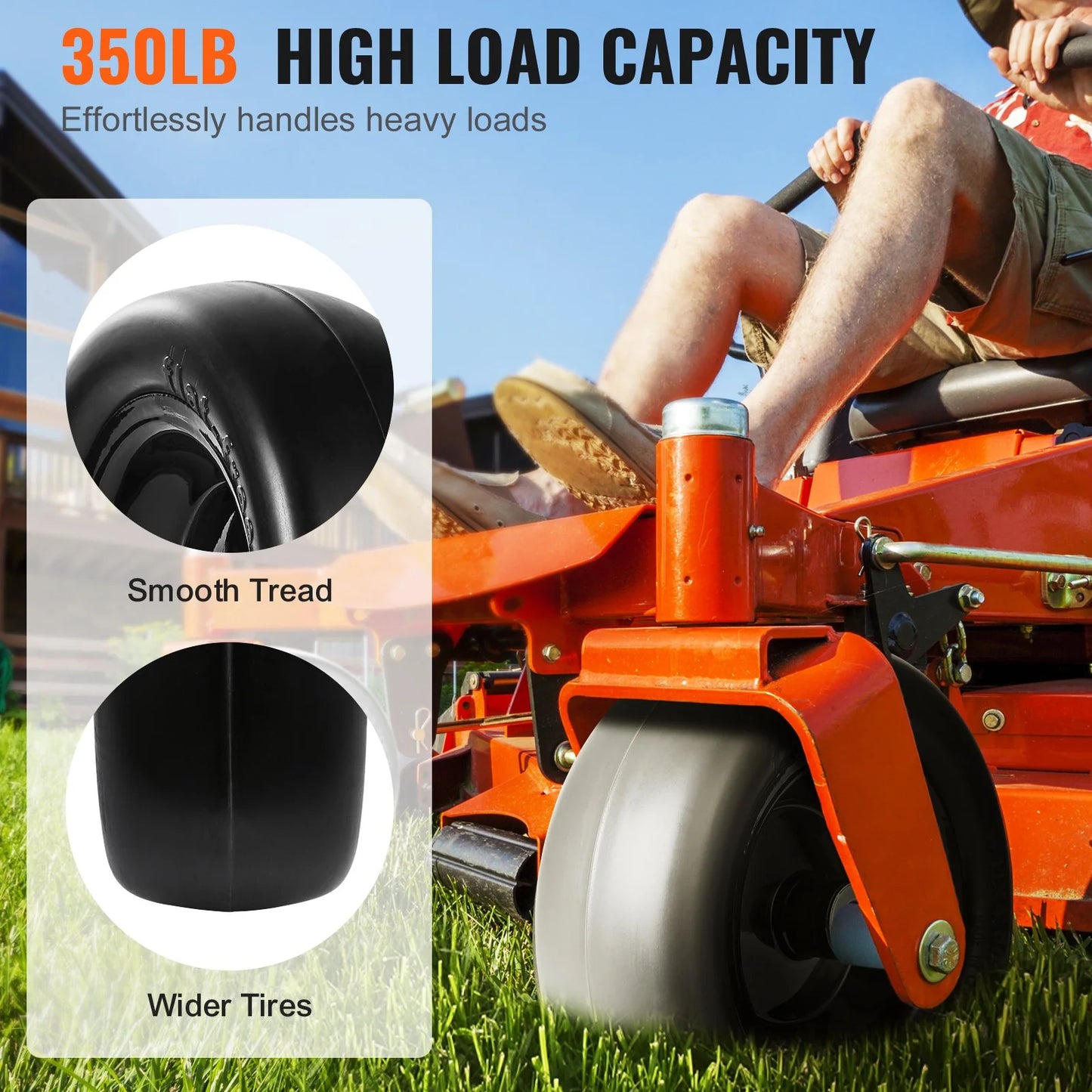 VEVOR Lawn Mower Tires with Rim, 11X4-7 Tubeless Tractor Tires, 2-Pack Tire and Wheel Assemby, Flat-Free PU Tire, 3.4 Centered Hub, 3/4 Bushing Size, 20 PCS Adapters for Riding Mowers Lawn Tractors