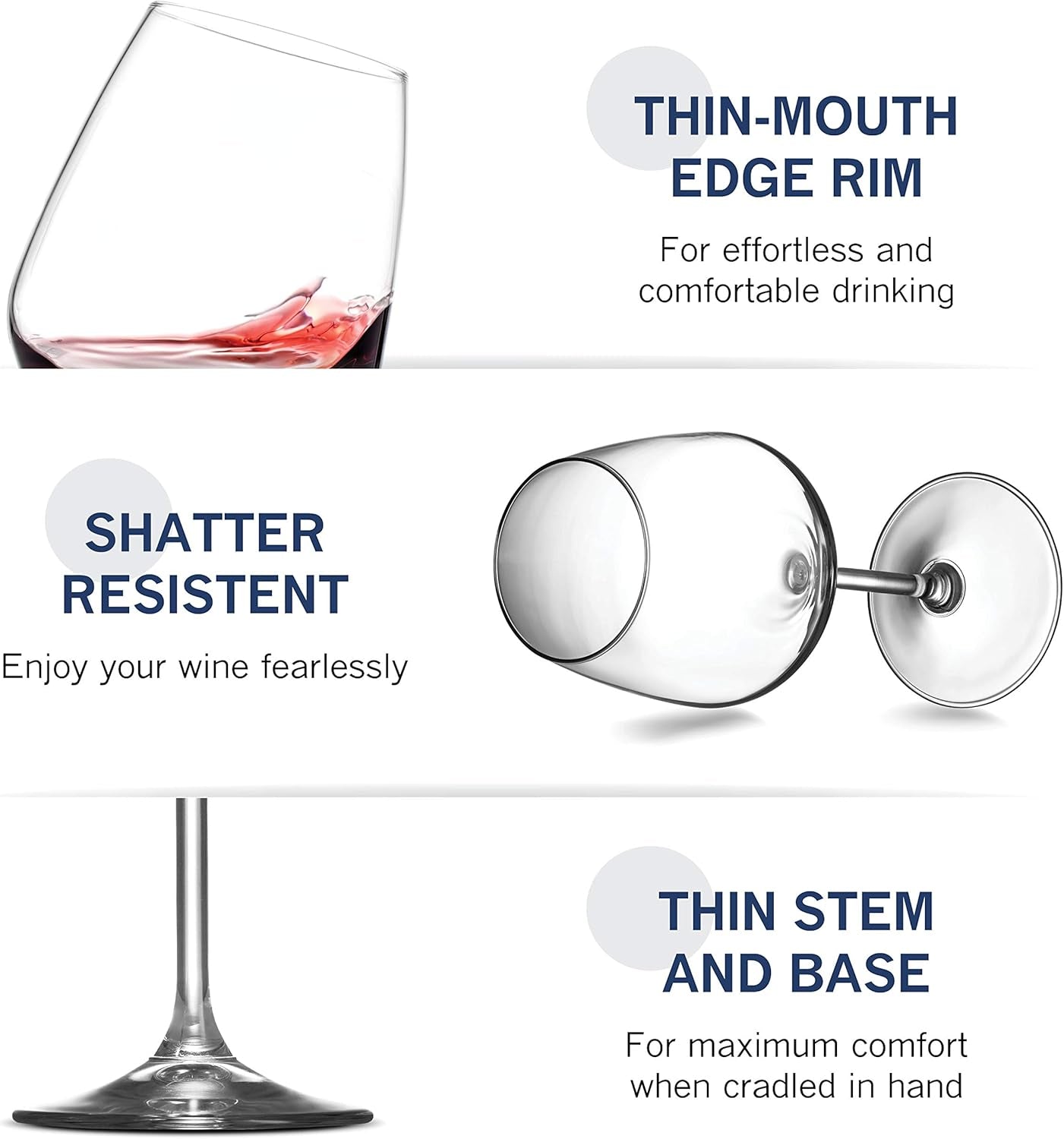 Italian Red Wine Glasses - 18 Ounce - Wine Glass Clear (Set of 4)