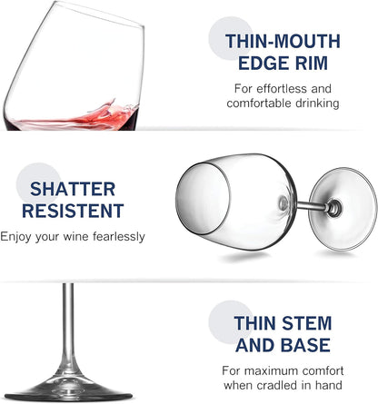 Italian Red Wine Glasses - 18 Ounce - Wine Glass Clear (Set of 4)