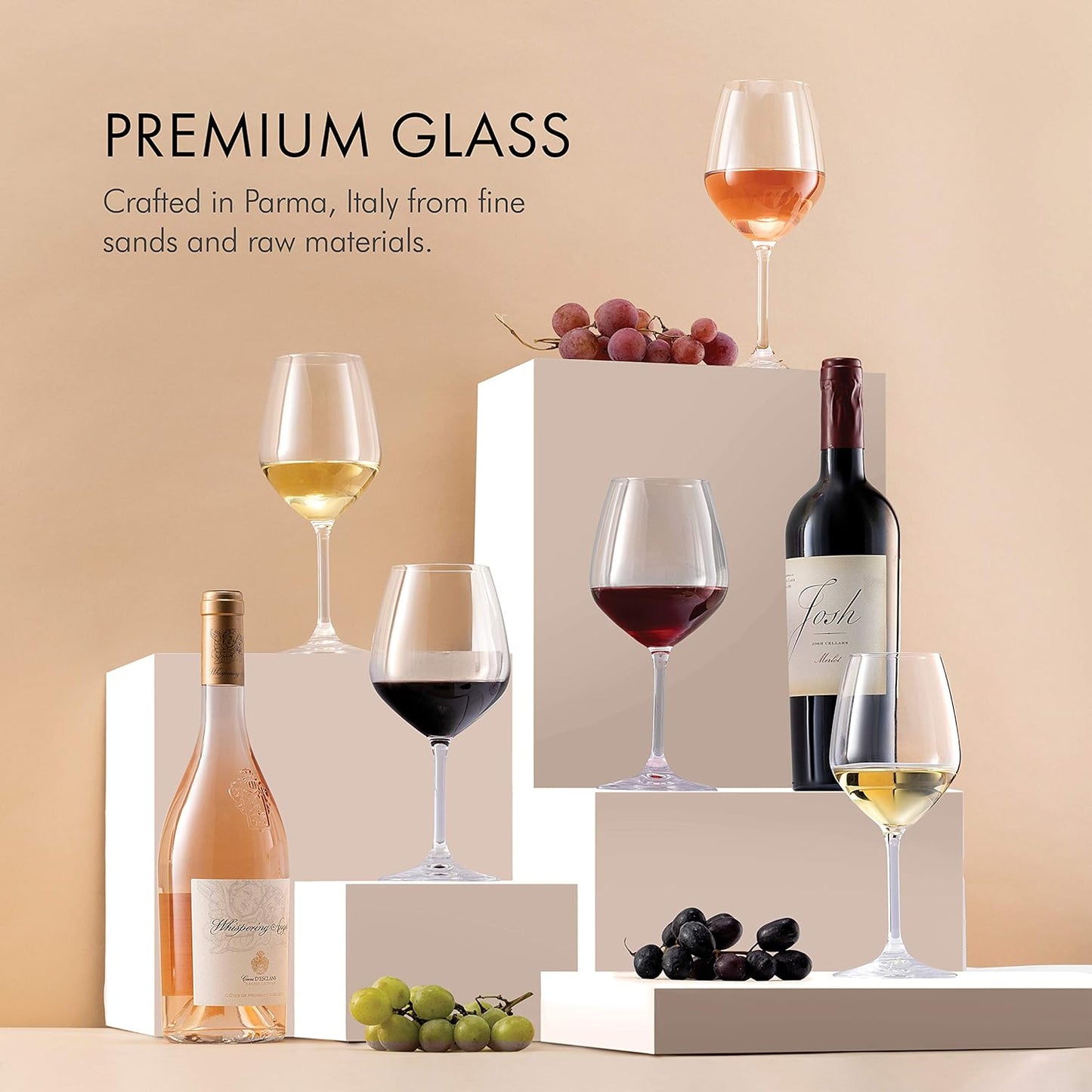 Italian Red Wine Glasses - 18 Ounce - Wine Glass Clear (Set of 4)