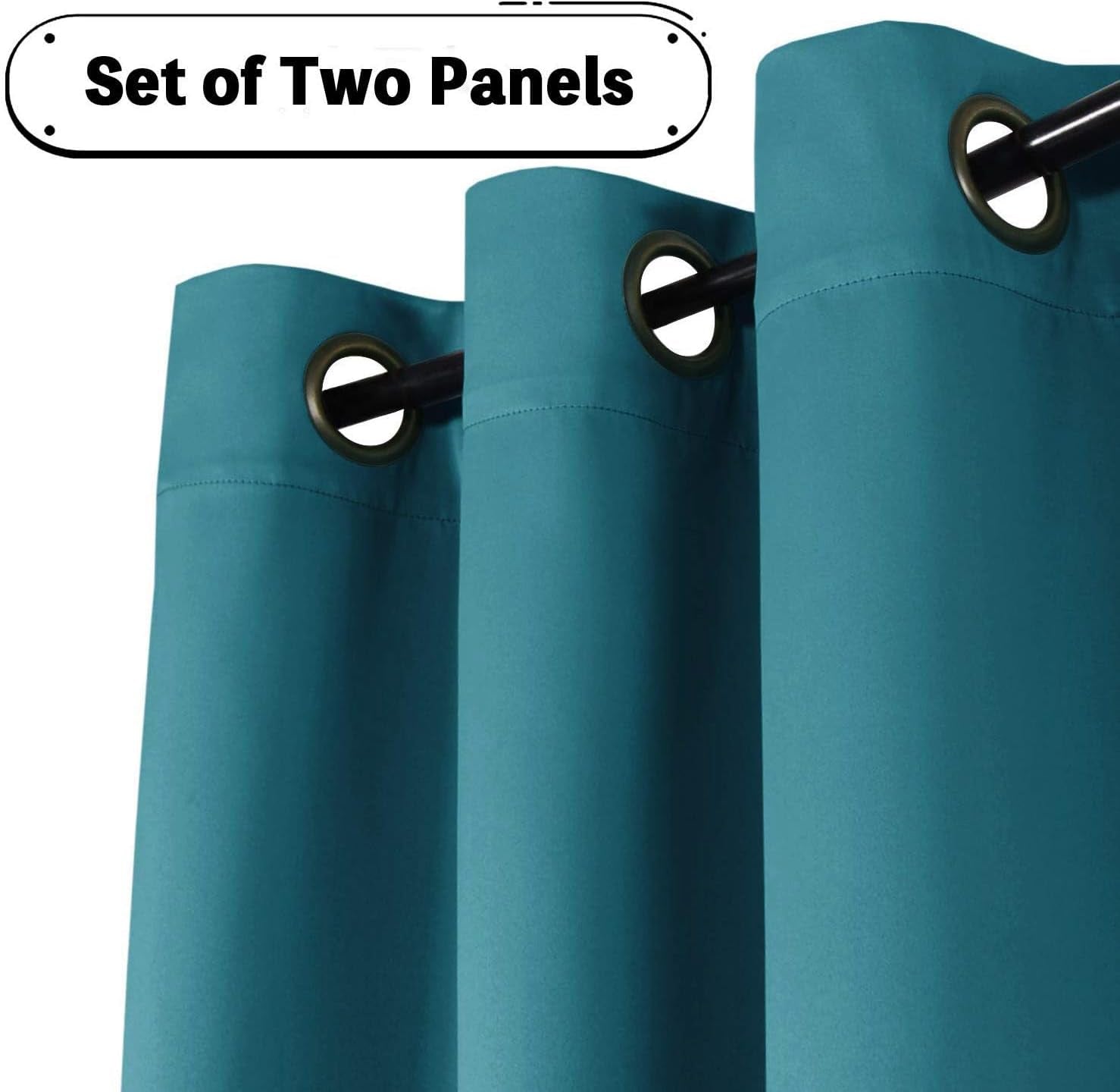 Teal Blackout Curtains Thermal Insulated Grommet Black Out Curtain Drapes for Bedroom Window Treatment Curtain Panels/Drapes for Nursery & Infant Care,2 Panel, 52" W X 84" L, Teal