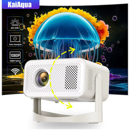 4K 650ANSI HT23 Native Portable Projector 1080P Auto Focus Keystone Correction BT5.2 Android 11 WIFI6 360° Home Cinema