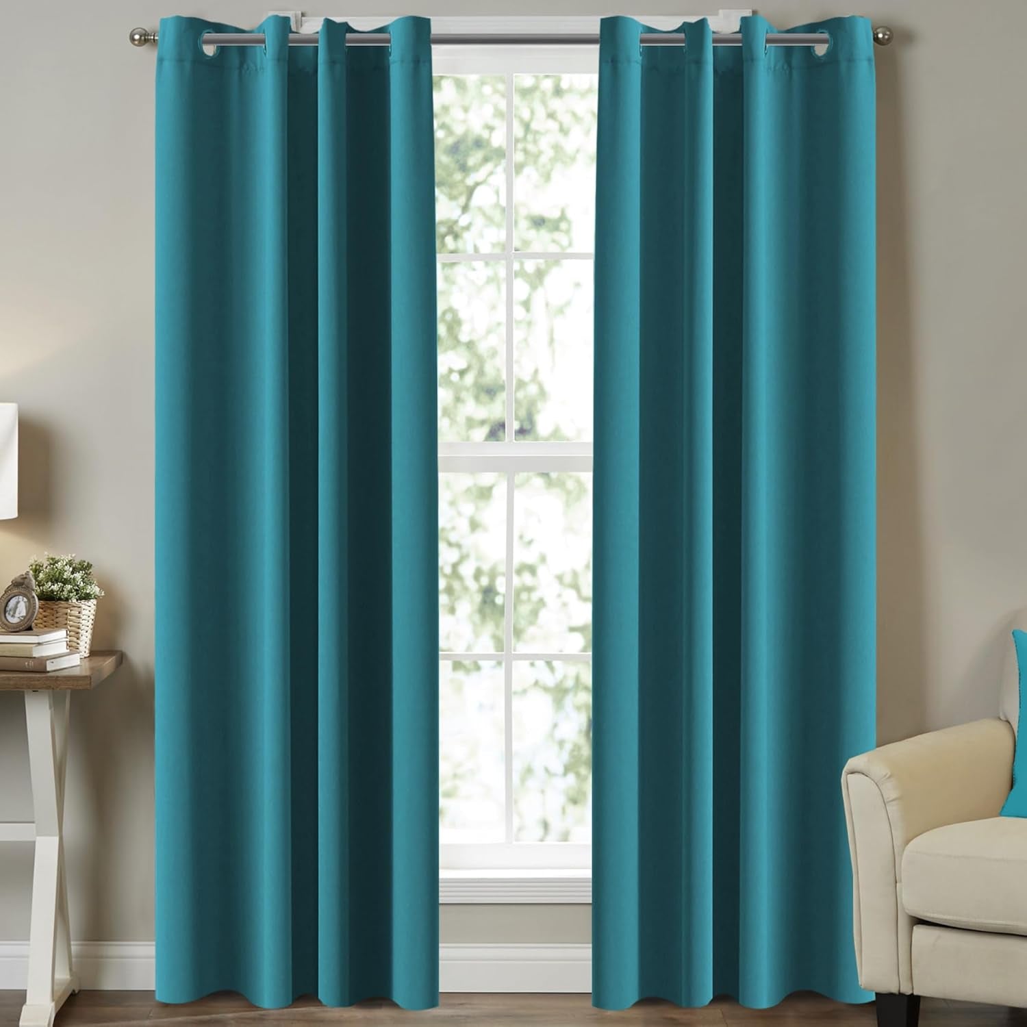 Teal Blackout Curtains Thermal Insulated Grommet Black Out Curtain Drapes for Bedroom Window Treatment Curtain Panels/Drapes for Nursery & Infant Care,2 Panel, 52" W X 84" L, Teal