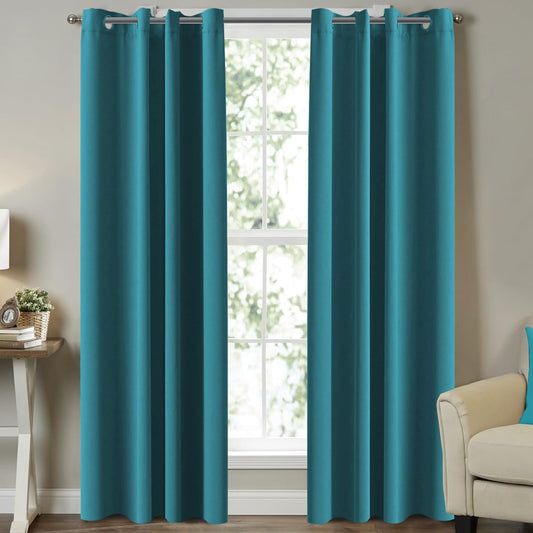 Teal Blackout Curtains Thermal Insulated Grommet Black Out Curtain Drapes for Bedroom Window Treatment Curtain Panels/Drapes for Nursery & Infant Care,2 Panel, 52" W X 84" L, Teal