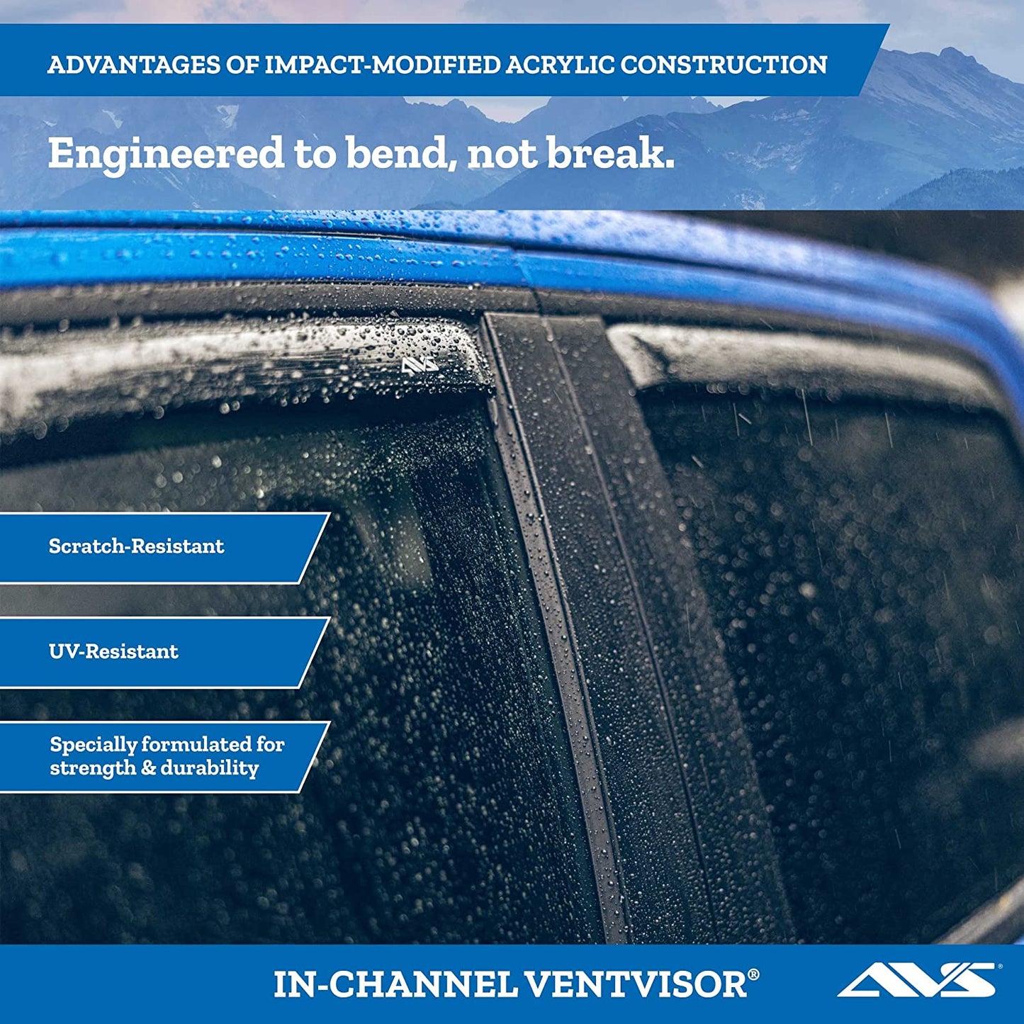 [AVS] In-Channel Rain Guards for 1999 - 2007 Mazda B3000; 1999 - 2009 Mazda B4000 Extended Cab; 1999 - 2011 Ford Ranger Supercab | Window Vent Visors, 2 Pcs. - Smoke | 192083