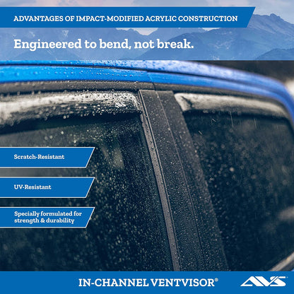 [AVS] In-Channel Rain Guards for 1999 - 2007 Mazda B3000; 1999 - 2009 Mazda B4000 Extended Cab; 1999 - 2011 Ford Ranger Supercab | Window Vent Visors, 2 Pcs. - Smoke | 192083